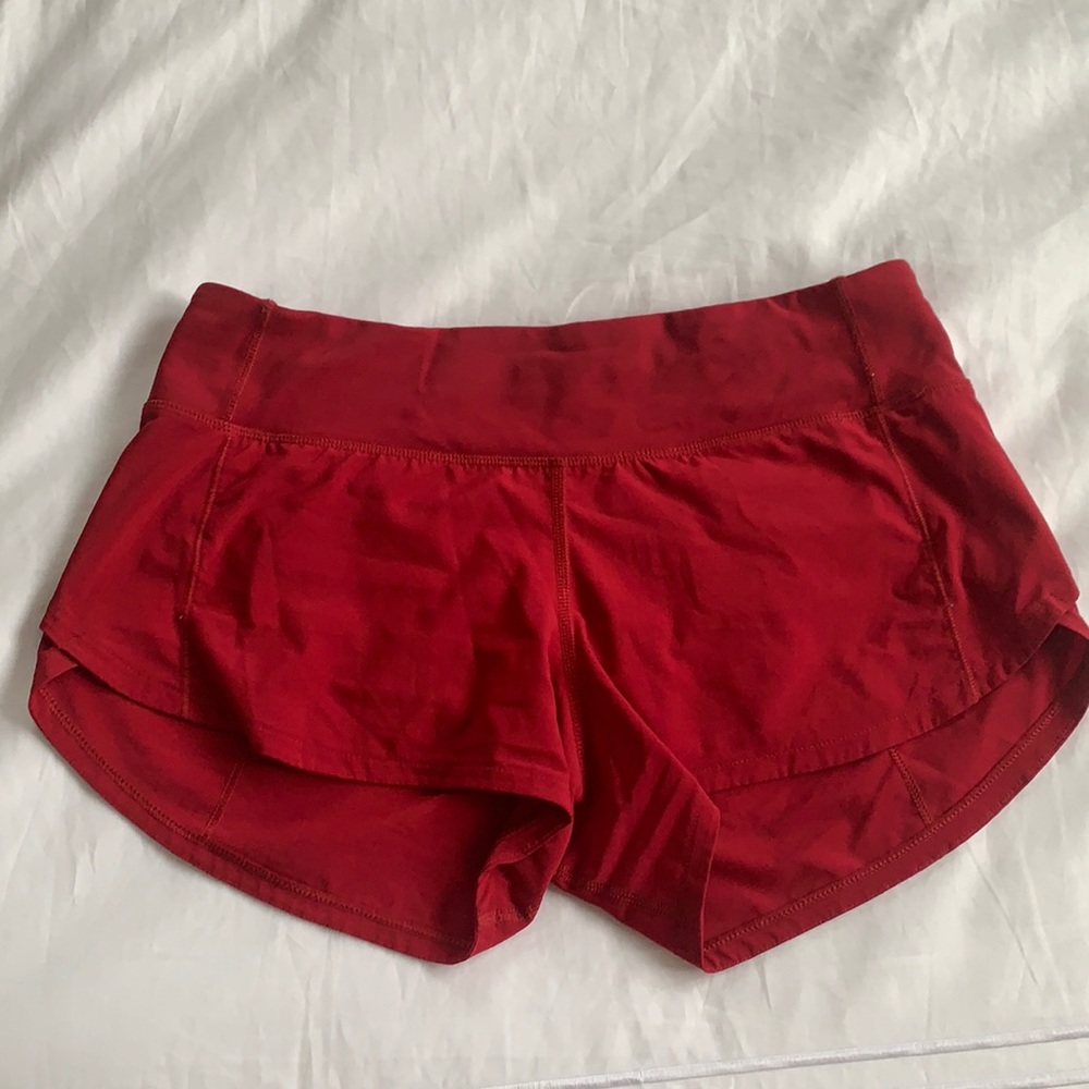 Red Lululemon Speed Up Shorts